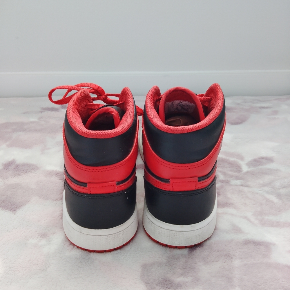 Nike Air Jordan 1 Mid Black Red Sneakers - Picture 6 of 7